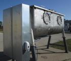 Used Pillsbury Company Double Spiral Ribbon Blender. Approximate 128 cubic feet. 304 stainless steel. Non-jacketed trough approximately 123-1/2