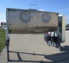 Used Pillsbury Company Double Spiral Ribbon Blender. Approximate 128 cubic feet. 304 stainless steel. Non-jacketed trough approximately 123-1/2