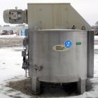 Used Ruberg Vertical Single Shaft Mixer, 88.3 cubic feet (25-2500 liter), model VM2500, 316L stainless steel. Non-jacketed chamber approximately 74