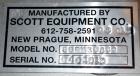 Used Scott Equipment Paddle/Ribbon Blender, Model SPRM304SS, 20 Cubic Feet Working Capacity, 304 Stainless Steel. Non-jacketed trough 31” wide x 48” long x approximately 36” deep. 4” Diameter shaft, ...