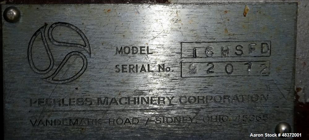 Used Peerless Dough Mixer, (Bakery), Model 16HSFD.