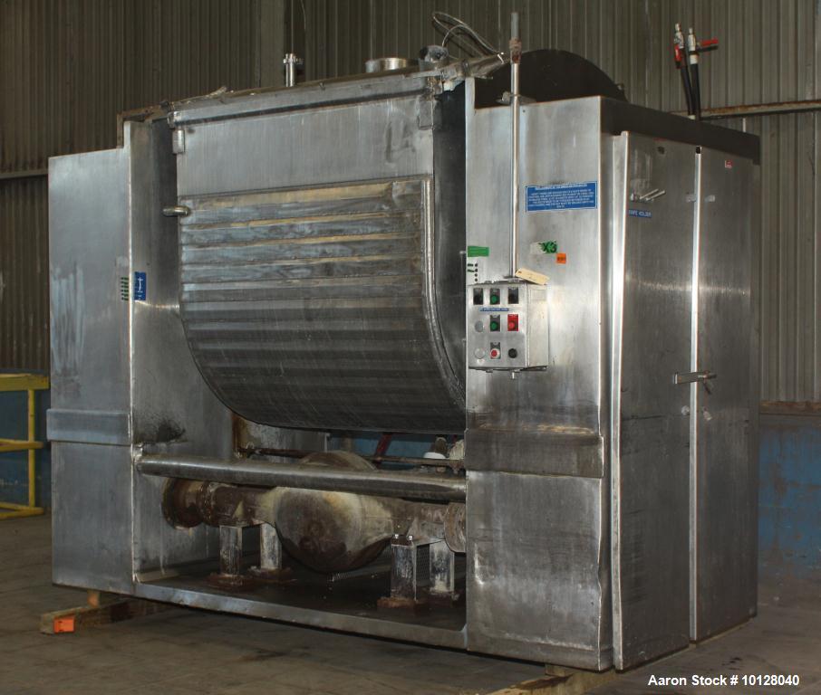 Used Shaffer Horizontal Triple Roller Bar Mixer – 1,600 lb Stainless, Jacketed, 150 HP