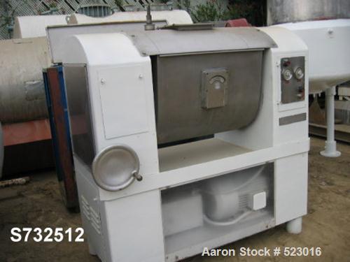 USED: Champion single dough mixer, stainless steel contact partswith 30" x 33" x 26" mix chamber. Unit has manual tilt. Unit has15 hp motor drive, 220/440V. Unitized with stainless steel hoodcover. H...