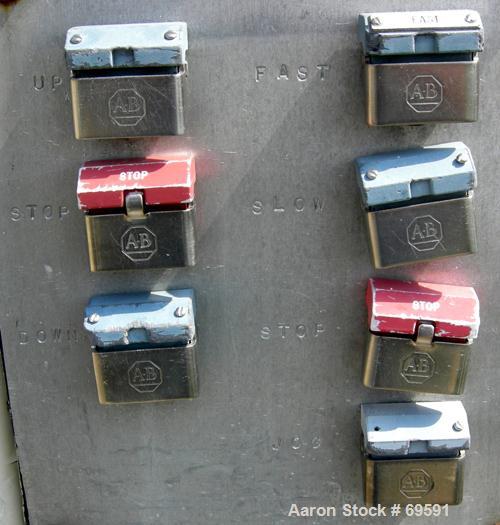 Used Champion Single Arm Slow Speed Rotary Mixer. Approximate 300 gallon capacity, mixing capacity approximately 1200 lbs. Carbon steel, jacketed bowl 43-1/2" front to back x 54" left to right x appr...