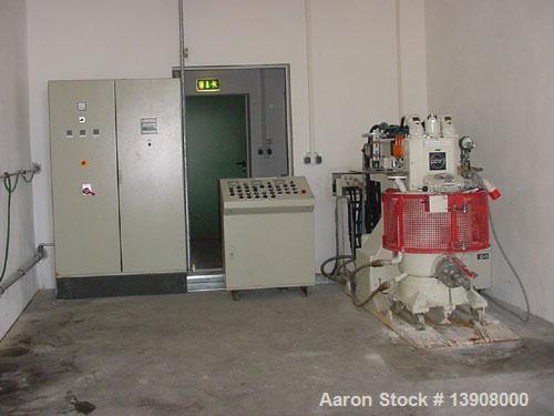 Used MTI paste mixer, type P-Z9-100/ADD. Vertical heating and cooling mixer combination, capacity 26 gallons (100 liters), jacketed tank, working capacity 18.5 gallons (70 liters), 380 volts/50 hz/3 ...