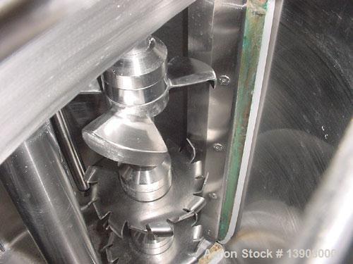 Used MTI paste mixer, type P-Z9-100/ADD. Vertical heating and cooling mixer combination, capacity 26 gallons (100 liters), jacketed tank, working capacity 18.5 gallons (70 liters), 380 volts/50 hz/3 ...