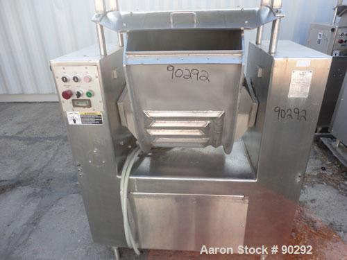 Used Magna High Speed Single Arm Mixer, Model 50H-4C1. Approximate 10 gallon/50 pound working capacity, 304 stainless steel. Jacketed bowl 18" front to back x 17-1/2" left to right x approximately 26...