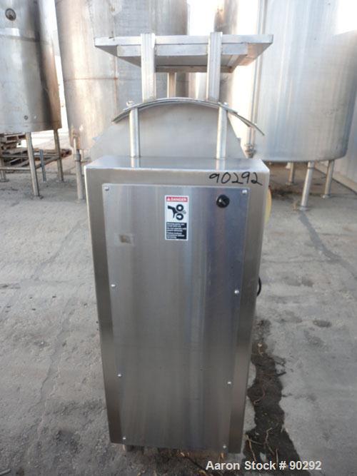 Used Magna High Speed Single Arm Mixer, Model 50H-4C1. Approximate 10 gallon/50 pound working capacity, 304 stainless steel. Jacketed bowl 18" front to back x 17-1/2" left to right x approximately 26...