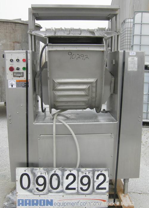 Used Magna High Speed Single Arm Mixer, Model 50H-4C1. Approximate 10 gallon/50 pound working capacity, 304 stainless steel. Jacketed bowl 18" front to back x 17-1/2" left to right x approximately 26...