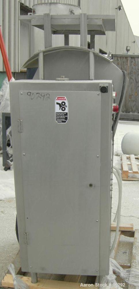 Used Magna High Speed Single Arm Mixer, Model 50H-4C1. Approximate 10 gallon/50 pound working capacity, 304 stainless steel. Jacketed bowl 18" front to back x 17-1/2" left to right x approximately 26...