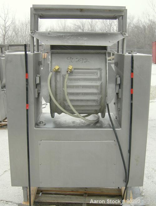 Used Magna High Speed Single Arm Mixer, Model 50H-4C1. Approximate 10 gallon/50 pound working capacity, 304 stainless steel. Jacketed bowl 18" front to back x 17-1/2" left to right x approximately 26...