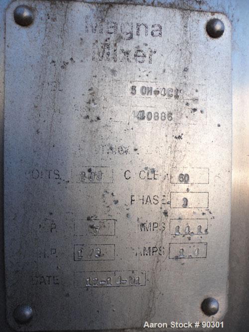 Used Stainless Steel Magna High Speed Single Arm Mixer, Model 50H-4C1, approximate 10 gallon/50 pound working capacity