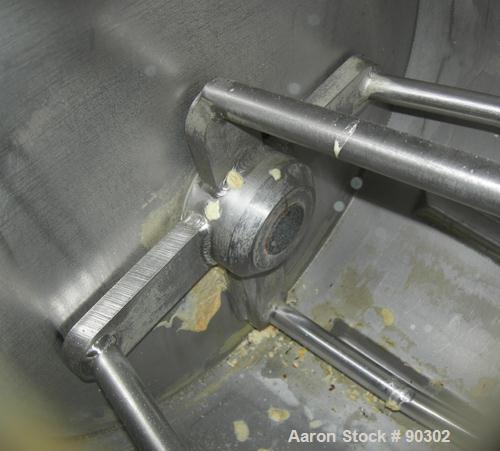 Used Magna High Speed Single Arm Mixer, Model 50H-4C1. Approximate 10 gallon/50 pound working capacity, 304 stainless steel. Jacketed bowl 18" front to back x 17-1/2" left to right x approximately 26...