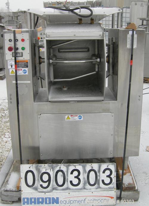 Used Magna High Speed Single Arm Mixer, Model 50H-4C1. Approximate 10 gallon/50 pound working capacity, 304 stainless steel. Jacketed bowl 18" front to back x 17-1/2" left to right x approximately 26...