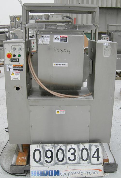 Used Magna High Speed Single Arm Mixer, Model 50H-4C1. Approximate 10 gallon/50 pound working capacity, 304 stainless steel. Jacketed bowl 18" front to back x 17-1/2" left to right x approximately 26...