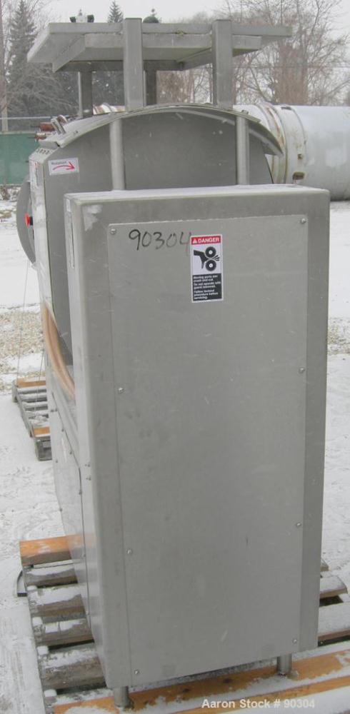 Used Magna High Speed Single Arm Mixer, Model 50H-4C1. Approximate 10 gallon/50 pound working capacity, 304 stainless steel. Jacketed bowl 18" front to back x 17-1/2" left to right x approximately 26...