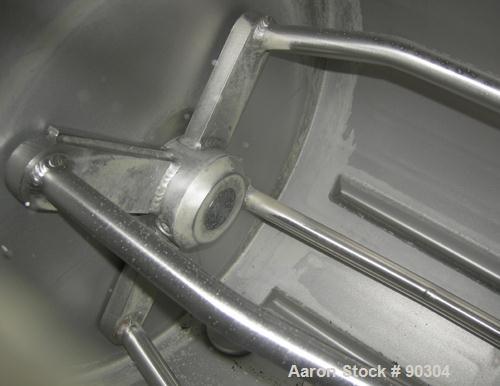 Used Magna High Speed Single Arm Mixer, Model 50H-4C1. Approximate 10 gallon/50 pound working capacity, 304 stainless steel. Jacketed bowl 18" front to back x 17-1/2" left to right x approximately 26...