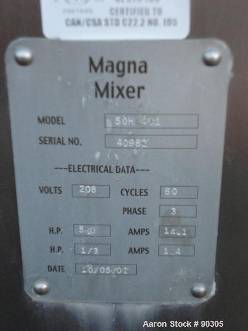 Used- Stainless Steel Magna High Speed Single Arm Mixer, Model 50H-4C1, approximate 10 gallon/50 pound working capacity