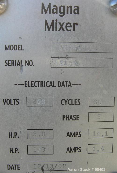 Used Magna High Speed Single Arm Mixer, Model 50H-4C1