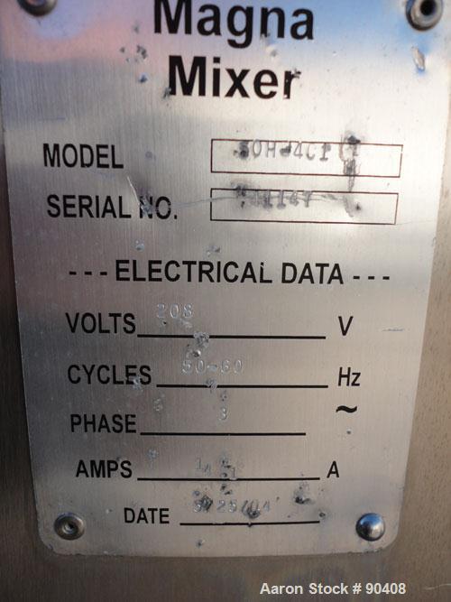 Used Stainless Steel Magna High Speed Single Arm Mixer, Model 50H-4C1