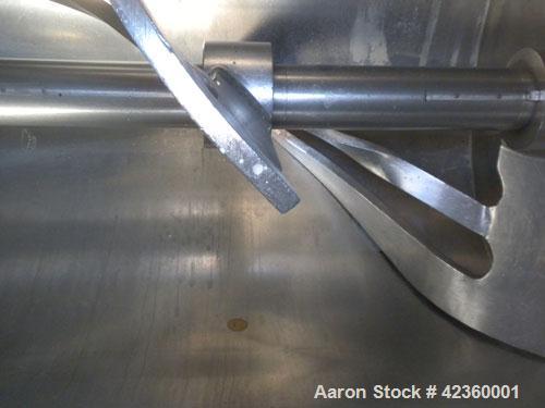 Used Peerless Single Arm Dough Mixer, Model 9SD, 304 Stainless Steel. Approximate 2800 pound dough capacity (55.6 cubic feet) batch size. Jacketed bowl 54" front to back x 55" left to right. Driven b...
