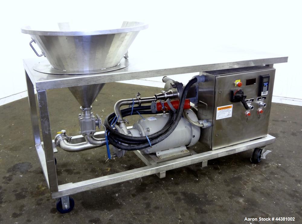 Used Fristam Model 20-53 Powder Mixing System. Induction rate powders: 160-220 pounds per minute. Induction rate thickeners: 4-9 pounds per minute. Liquid flow: 100-140 gallons per minute. Consisting...