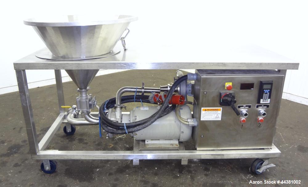 Used Fristam Model 20-53 Powder Mixing System. Induction rate powders: 160-220 pounds per minute. Induction rate thickeners: 4-9 pounds per minute. Liquid flow: 100-140 gallons per minute. Consisting...