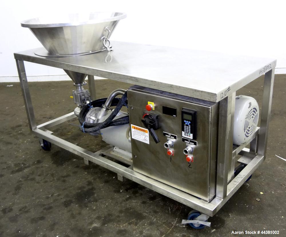 Used Fristam Model 20-53 Powder Mixing System. Induction rate powders: 160-220 pounds per minute. Induction rate thickeners: 4-9 pounds per minute. Liquid flow: 100-140 gallons per minute. Consisting...