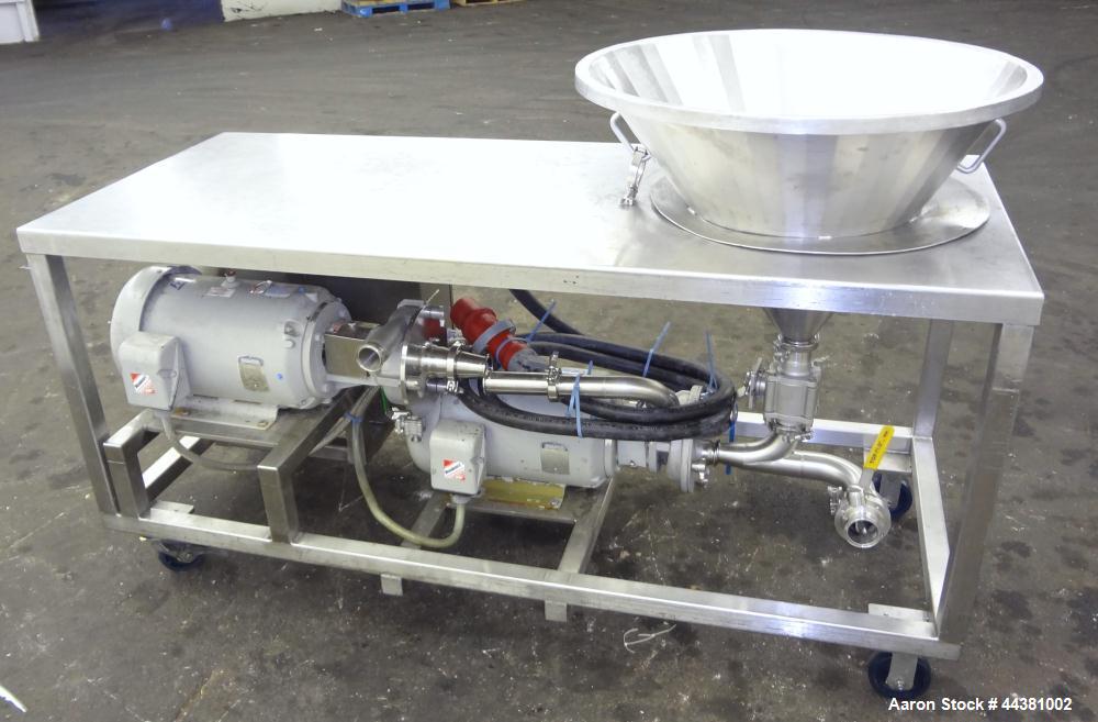 Used Fristam Model 20-53 Powder Mixing System. Induction rate powders: 160-220 pounds per minute. Induction rate thickeners: 4-9 pounds per minute. Liquid flow: 100-140 gallons per minute. Consisting...