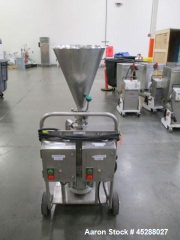 Used Tri-Clover Tri-Blender, Model F2116-EZ-SYS. Stainless steel construction, approximately 4.5" diameter x 1.5" high 3 blade impeller, driven by 3hp, 230/460 volt, 3535 rpm TEFC motor, 3" top inlet...