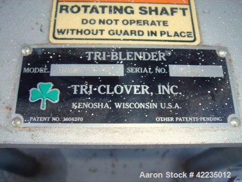 Used Tri-Clover Tri-Blender, Model F2116MDG-SYS-460, Stainless Steel. 4-1/2" diameter x 1-1/2" high 3 blade impeller. Driven by an approximate 3 hp motor. 3" top inlet, 1-1/2" side inlet, 1-1/2" side...
