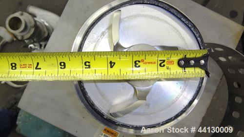 Used Tri-Clover Tri-Blender, Model F2116MDG-SYS-460, 316 Stainless Steel. Dry ingredient capacity up to 50 pounds per minute. Approximate 4” diameter 3 blade impeller. Driven by a 3 hp, 3/60/230/460 ...