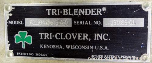 Used Tri-Clover Tri-Blender, Model F2116MDG-SYS-460, 316 Stainless Steel. Dry ingredient capacity up to 50 pounds per minute. Approximate 4” diameter 3 blade impeller. Driven by a 3 hp, 3/60/230/460 ...
