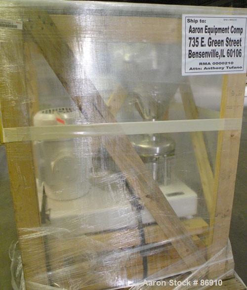 Used Tri Clover Tri-Blender, Model F3218MD-B40, 316 Stainless Steel. Approximate 7.5" diameter impeller. 2-1/2" NPT powder inlet, 4" tri-clamp inlet with hopper, 2" tri-clamp liquid outlet. Dry ingre...