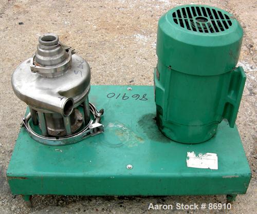 Used Tri Clover Tri-Blender, Model F3218MD-B40, 316 Stainless Steel. Approximate 7.5" diameter impeller. 2-1/2" NPT powder inlet, 4" tri-clamp inlet with hopper, 2" tri-clamp liquid outlet. Dry ingre...