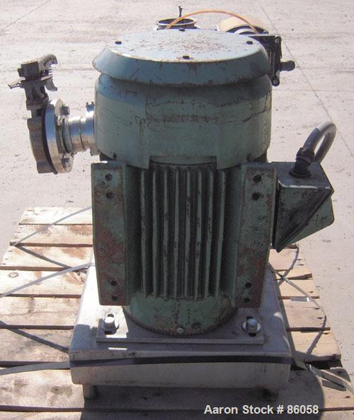 Used Tri-Clover Tri-Blender, Model F4329, 316 Stainless Steel. Approximate 9 1/2" diameter impeller, 4" tri-clamp powder inlet, no hopper, 2" tri-clamp liquid inlet, 3" tri-clamp liquid outlet. Dry i...