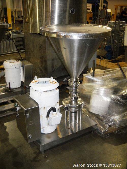 Used Tri-Clover TriBlender, 15 hp, mounted on stainless steel base.  Includes funnel, 240/480 VAC, 60 Hz.