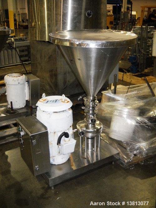 Used-Tri-Clover TriBlender, 15 hp, mounted on stainless steel base.  Includes funnel, 240/480 VAC, 60 Hz.