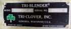 Used Tri-Clover Tri-Blender, Model F2116MDG-SYS-460, 316 Stainless Steel. Dry ingredient capacity up to 50 pounds per minute. Approximate 4” diameter 3 blade impeller. Driven by a 3 hp, 3/60/230/460 ...