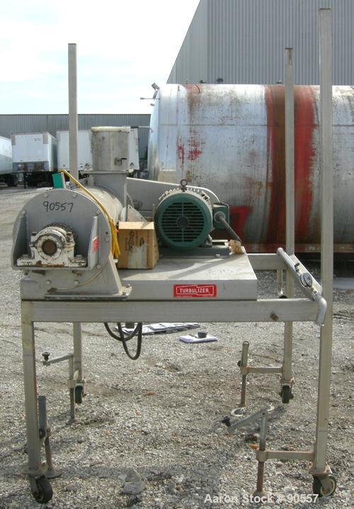 USED:Bepex turbulizer, model TS-14, 304 stainless steel.14" diameter x 42" long non-jacketed chamber.3" diameter shaft with 4 rows of (10) 3/4" diameter x 5" long pins, with 1 1/2" wide paddles, driv...