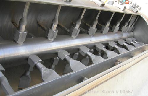 USED:Bepex turbulizer, model TS-14, 304 stainless steel.14" diameter x 42" long non-jacketed chamber.3" diameter shaft with 4 rows of (10) 3/4" diameter x 5" long pins, with 1 1/2" wide paddles, driv...