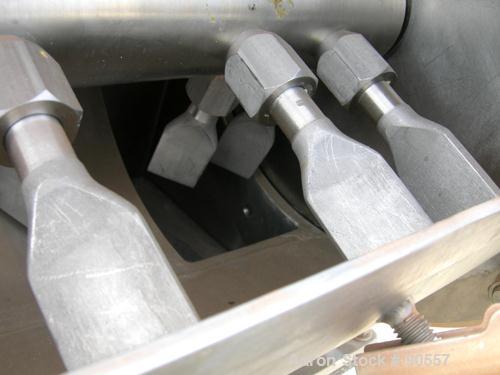 USED:Bepex turbulizer, model TS-14, 304 stainless steel.14" diameter x 42" long non-jacketed chamber.3" diameter shaft with 4 rows of (10) 3/4" diameter x 5" long pins, with 1 1/2" wide paddles, driv...