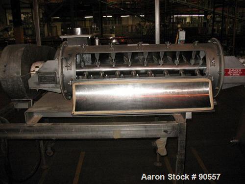 USED:Bepex turbulizer, model TS-14, 304 stainless steel.14" diameter x 42" long non-jacketed chamber.3" diameter shaft with 4 rows of (10) 3/4" diameter x 5" long pins, with 1 1/2" wide paddles, driv...