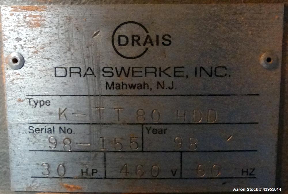 Used Stainless Steel Drais Annular Zone Mixer, Type K-TT80HDD