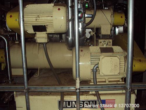 Used-Munson Mixer, Model HIM-83/124 SS. Mixing chamber 4' long x 12" deep, 20 hp main drive, feeder 33" long x 9" deep, 10 h...