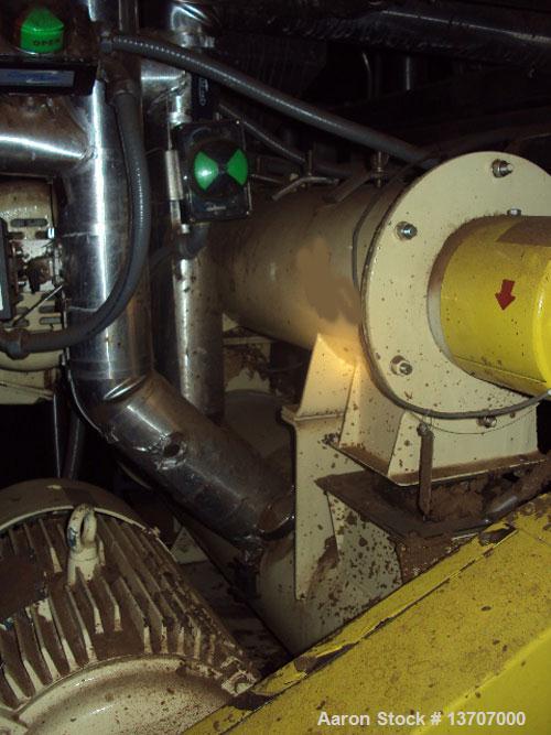 Used Munson Mixer, Model HIM-83/124 SS. Mixing chamber 4' long x 12" deep, 20 hp main drive, feeder 33" long x 9" deep, 10 hp, mixing liquids and solids. Includes (2) Schenck Accu Rate feeders, (1) l...