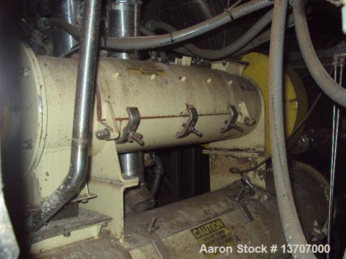 Used Munson Mixer, Model HIM-83/124 SS. Mixing chamber 4' long x 12" deep, 20 hp main drive, feeder 33" long x 9" deep, 10 hp, mixing liquids and solids. Includes (2) Schenck Accu Rate feeders, (1) l...