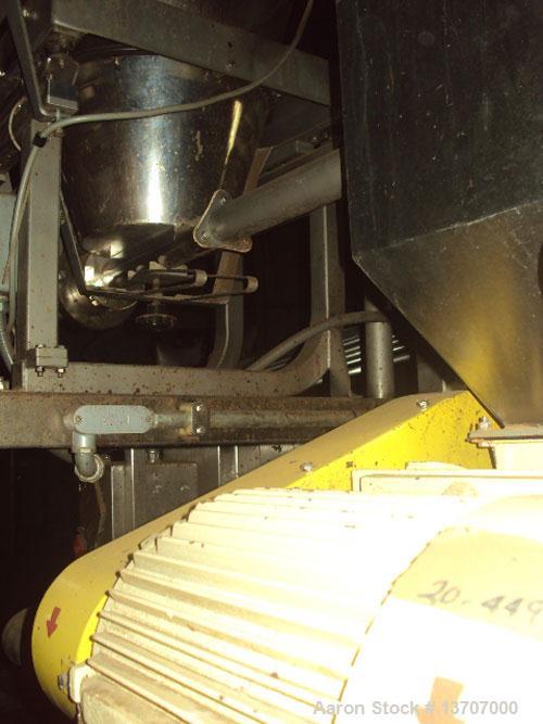 Used Munson Mixer, Model HIM-83/124 SS. Mixing chamber 4' long x 12" deep, 20 hp main drive, feeder 33" long x 9" deep, 10 hp, mixing liquids and solids. Includes (2) Schenck Accu Rate feeders, (1) l...