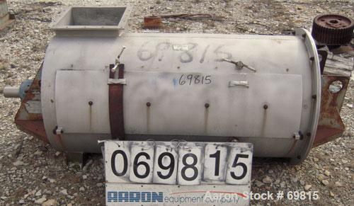 Used Strong Scott Turbulizer, Model T-30, 316 Stainless Steel. 30" diameter x 59" long non-jacketed chamber. 12" diameter shaft with 4 rows of (18) 9/16" wide x 3/8" thick x 3" long end blades welded...