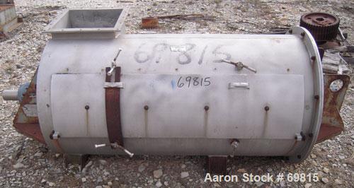 Used Strong Scott Turbulizer, Model T-30, 316 Stainless Steel. 30" diameter x 59" long non-jacketed chamber. 12" diameter shaft with 4 rows of (18) 9/16" wide x 3/8" thick x 3" long end blades welded...